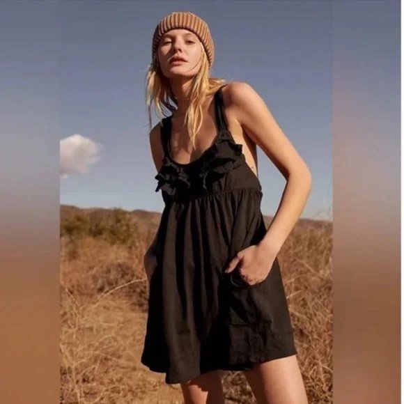 NEW Free People Beach The Valley Mini Dress Black - Picture 2 of 12